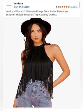 Black Fringe Halter Bodysuit - Medium